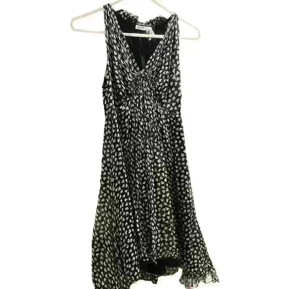 Leon max limited edition 100% silk Cocktail Chiffon dress size 4 Black White y2k - Picture 2 of 7